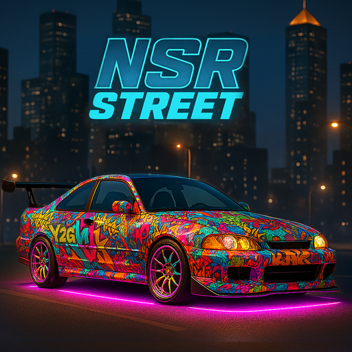 Street racing scene with tuned cars drifting through a city corner, nitro sparks, and tight racing lines